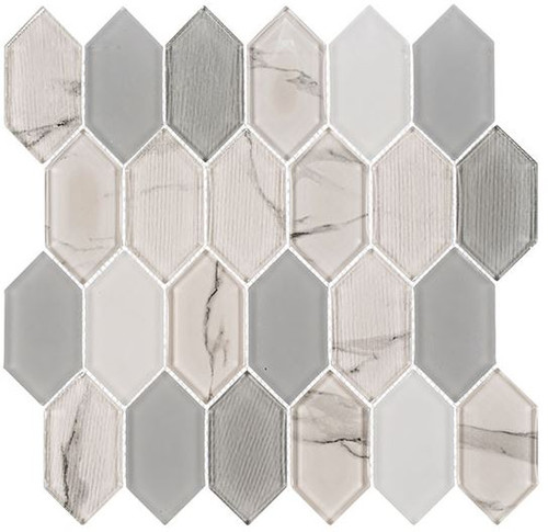 Pascal Adobe Collection Elongated Hexagon Glass mosaic PAB7102 New Lavinia