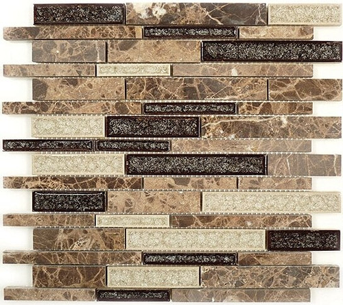 Bella Glass Tiles Tranquil Random Brick Series Mocha Canyon