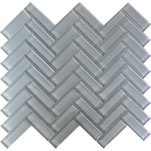 Mir Mosaic Gray Cloud Glossy 1 x 3 herringbone mosaic HB-092