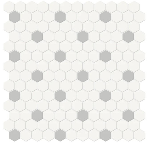 Anatolia Soho Mosaic Tile 1" hexagon with loft grey insert 4501-0450-0