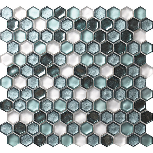 Glamour Series Cordoba Emerald glass Hexagon tile mosaic AHX-04