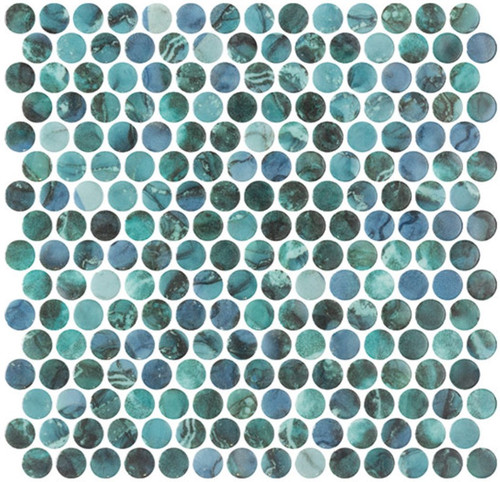 Tahiti Isles Penny Round Recycled Glass Mosaic TI 5423 Morea Lagoon