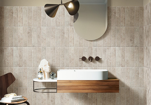 CLC6441 Calco Series Strata 3 x 12 Subway vanity backsplash install