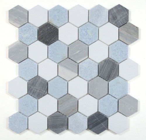 NB4091 Deep Ocean 2 x 2 hexagon Marble Mosaic at BELK Tile