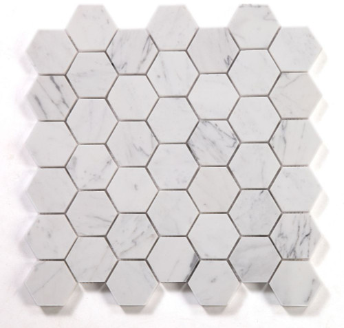 NB3917 Calacatta White Honed 2 x 2 Hexagon Marble Mosaic NB3917 Calacatta White Honed 2 x 2 Hexagon Marble Mosaic