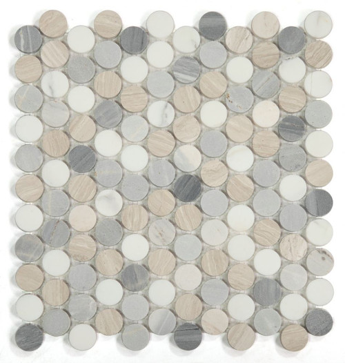 NB3930 Blue Penny Round Marble Mosaic at BELK Tile