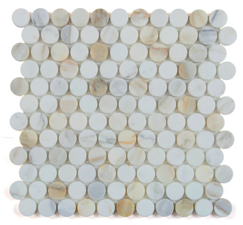 NB4117 Calacatta Hone Penny Round Marble Mosaic NB4117 Calacatta Hone Penny Round Marble Mosaic