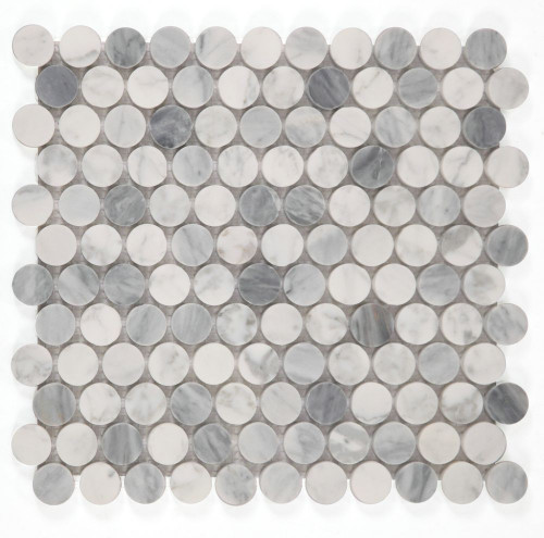 NB3690 Penny Round Marble Dusk Honed Full Sheet NB3690 Penny Round Marble Dusk Honed Full Sheet