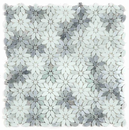 NBO1123 Wild Flower Grey Marble Mosaic Tile NBO1123 Wild Flower Grey Marble Mosaic Tile