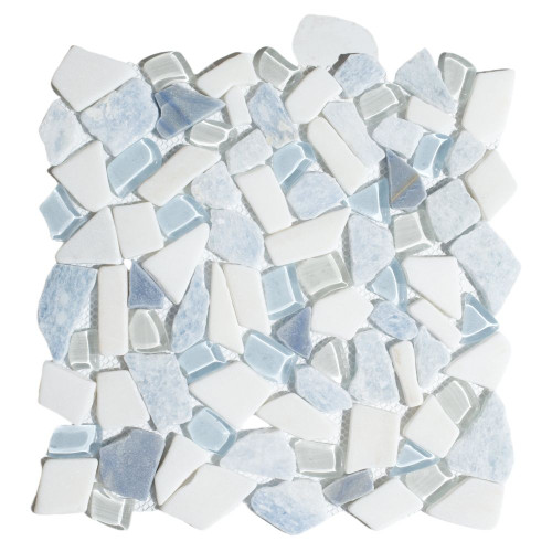 NB4421 Broken Pebble Royal Sapphire glass and stone mosaic NB4421 Broken Pebble Royal Sapphire glass and stone mosaic