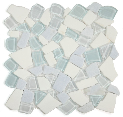 NB3929 Broken Pebble Sky glass and stone mosaic NB3929 Broken Pebble Sky glass and stone mosaic