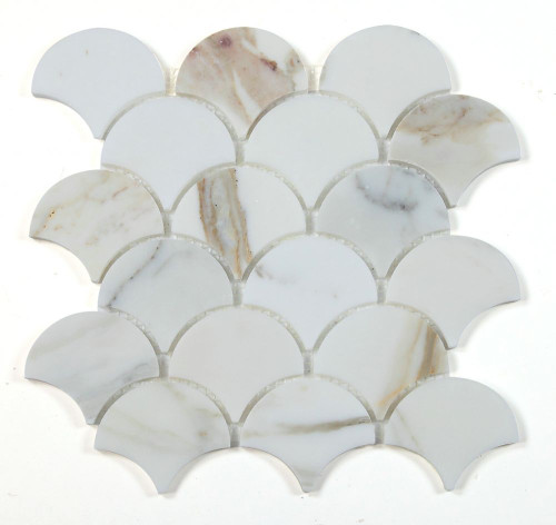 NB848 Fish Scale Calacatta Gold Polished Marble Mosaic NB848 Fish Scale Calacatta Gold Polished Marble Mosaic