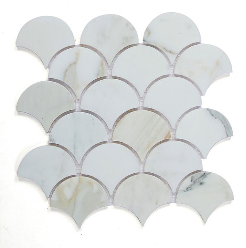 NB4086 Fish Scale Calacatta Gold Honed Marble Mosaic NB4086 Fish Scale Calacatta Gold Honed Marble Mosaic