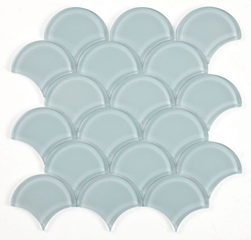 NB3670 Fish Scale Turquoise Glass Mosaic Tile