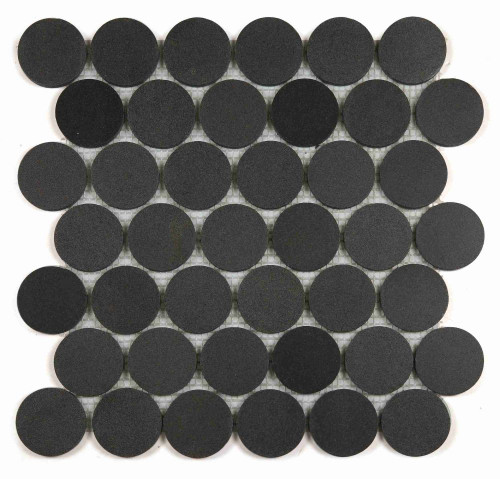 NB4446 Large Penny Round Basalt Honed Marble Mosaic