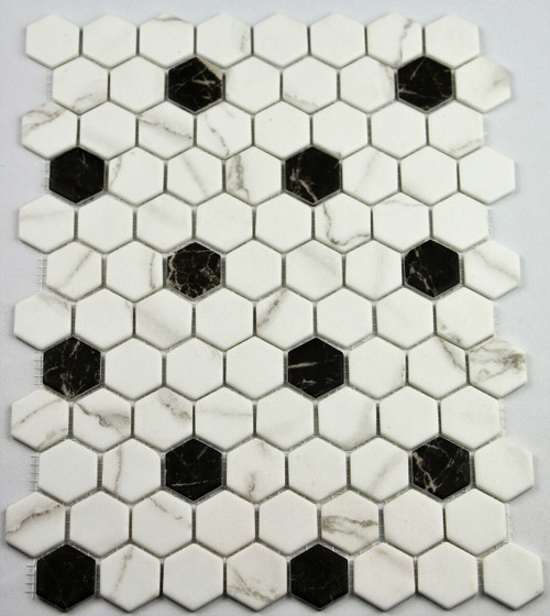 Onix Mosaico Hearth Palace Hexagon Black and White HP1HBP1