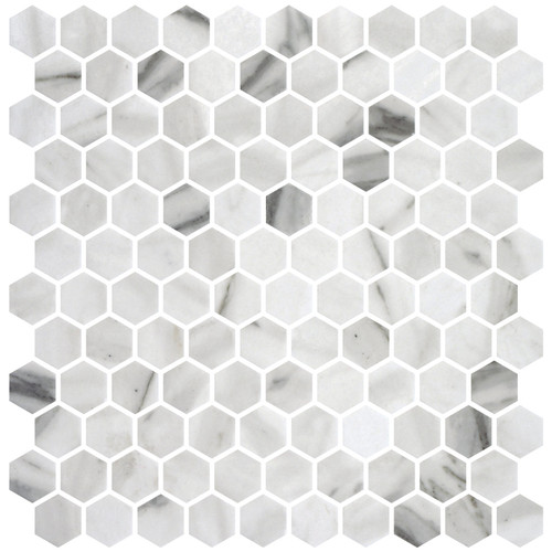 Bella Glass Tiles hearth Palace Hexagon Matte Calacatta HP1HMC