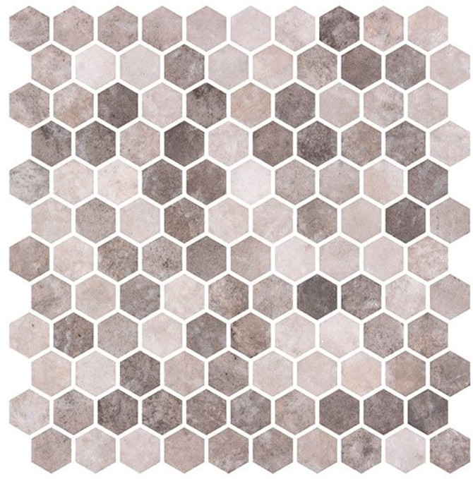 Bella Glass Tiles Karma Ridge Hexagon Mosaic Soothing Intent KR1403