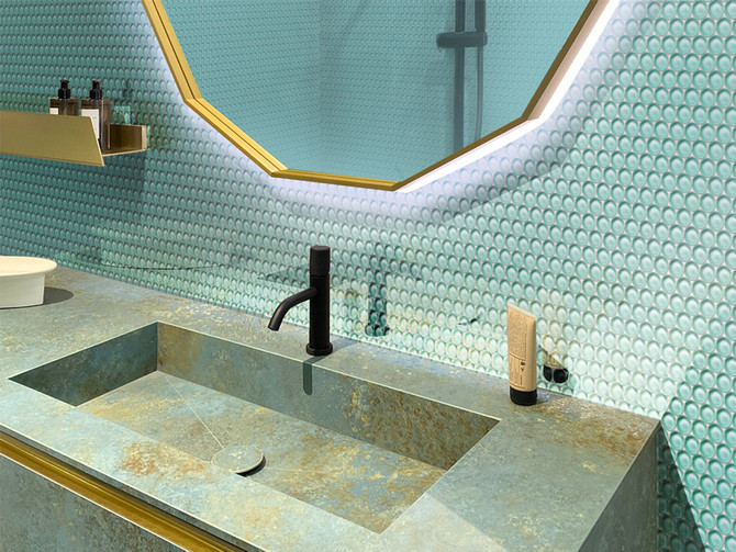 Mir Mosaic Tile Ice Gloss penny round mosaic PN-047 bathroom sink tile