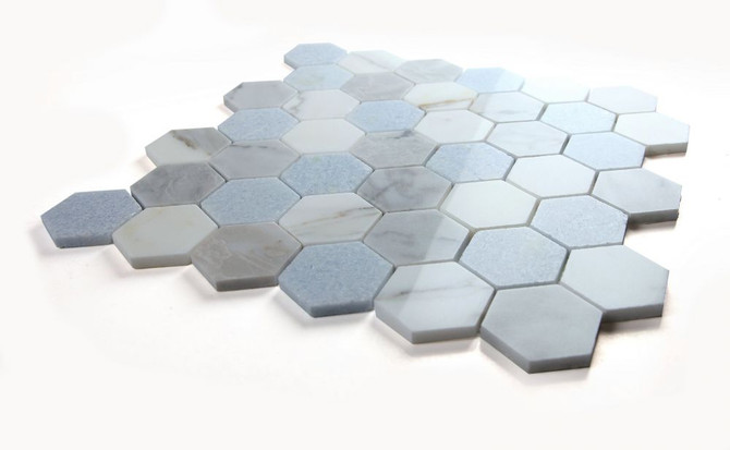 NB4101 Livid 2 x 2 Hexagon Marble Mosaic at BELK Tile Angle View