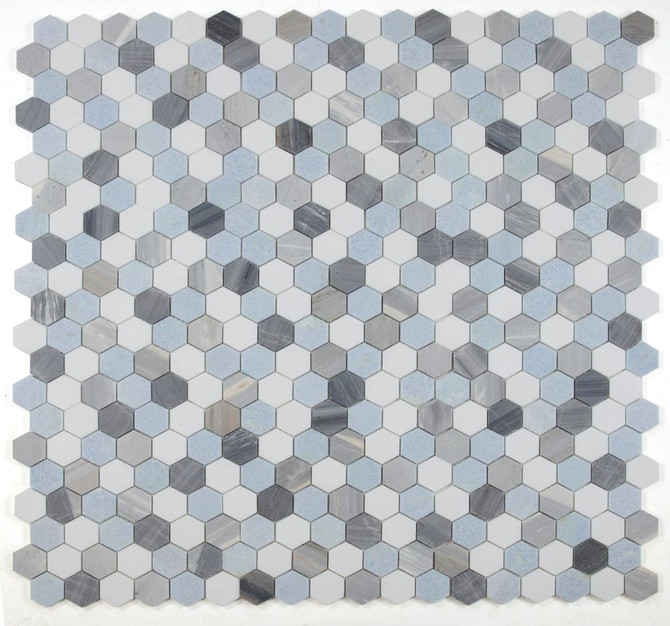NB4091 Deep Ocean 2 x 2 hexagon Marble Mosaic at BELK Tile 9 sheets together