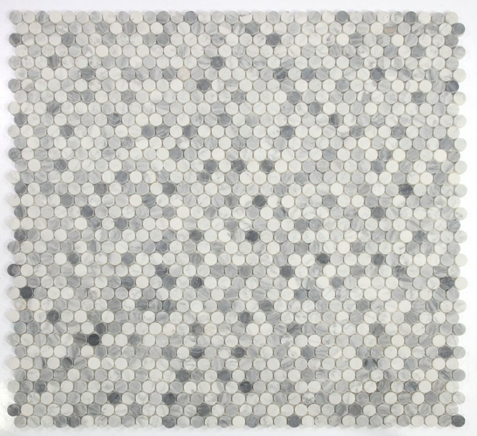 NB3690 Penny Round Marble Dusk Honed 9 sheets together