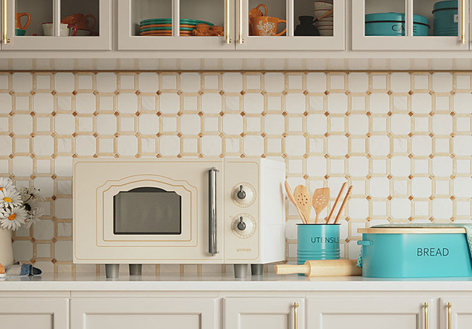 Xakea Series XKA-1042 Benoni Marble Mosaic Tile kitchen backsplash install