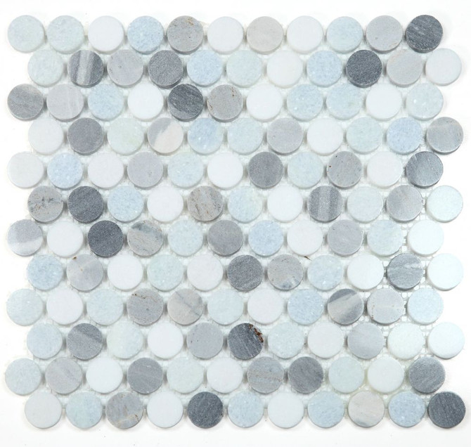 NB3932 Penny Round Marble Deep Ocean Mosaic tile