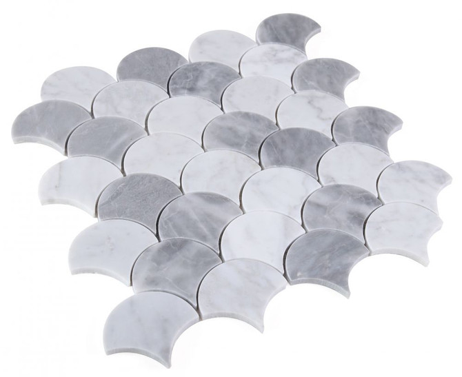 NBO1022 Fish Scale Dusk Marble Mosaic Angle View