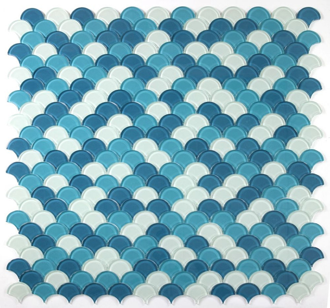 NB3702 Fish Scale Ocean Glass Mosaic Tile 9 sheets together