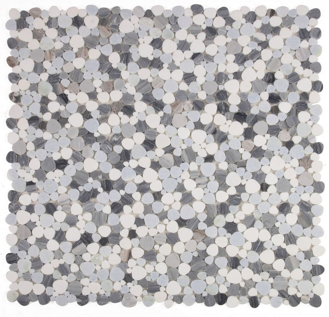 NBO1126 Sliced Pebble Deep Ocean Marble Mosaic 9 sheets together