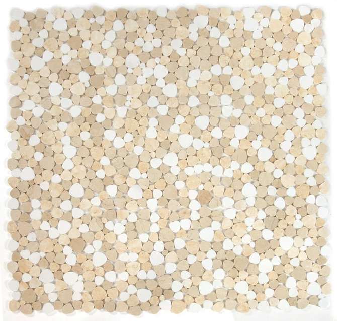 NB963 Sliced Pebble Marfil Marble Mosaic Tile 9 sheets together