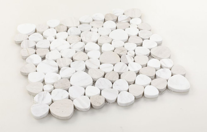 NB273 Sliced Pebble Loft Marble Mosaic Tile Angle View