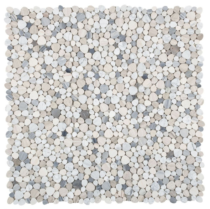 NB817 Sliced Pebble Blue Polished Marble Mosaic Tile 9 sheets together