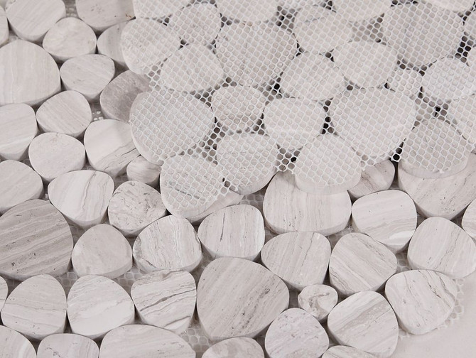 NB148 Sliced Pebble Grey Marble Mosaic Tile Angle View