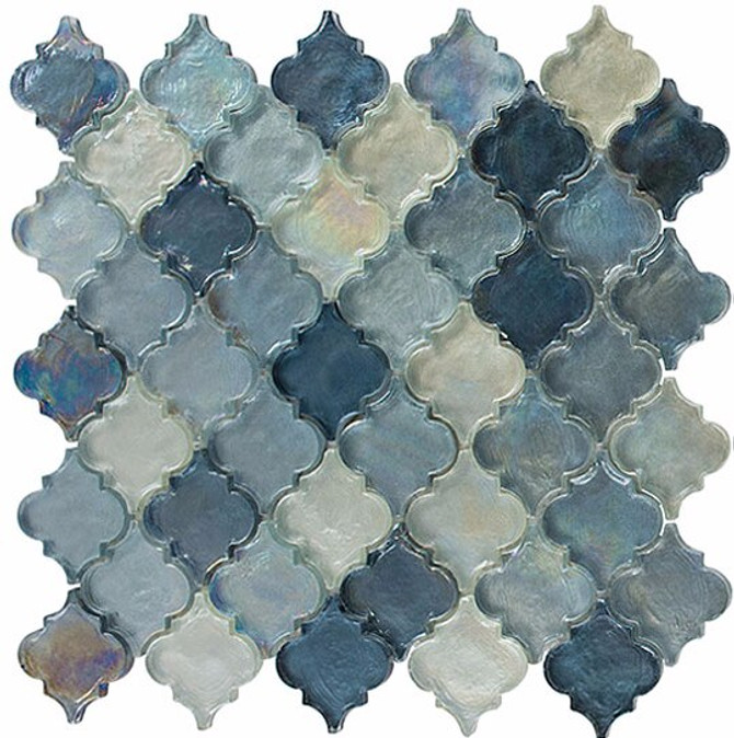 Bella Glass Tiles Dentelle Series Heavenly Lagoon Glass Mosaic