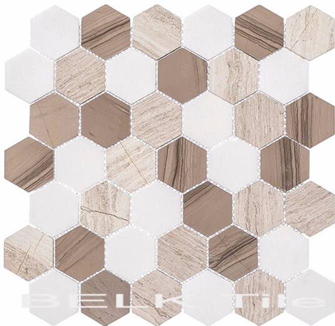 Bella Glass Tiles Colonial 2 Inch Hex Bay Colony