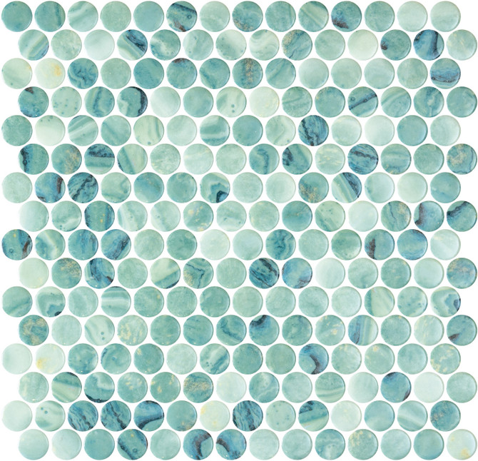 Hearth Palace Recycled Glass Tile Penny Round Lungomare
