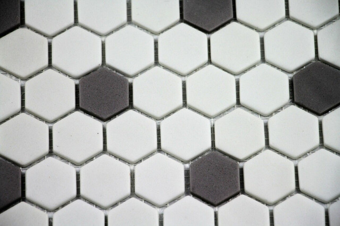 Onix Mosaico Hearth Palace Hexagon Dark Gray and White HP1HBP2