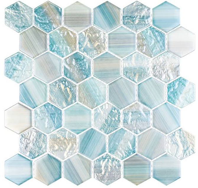 Uptown Beach 2 inch hexagon glass mosaic tile UPB-2102 Turks N Caicos