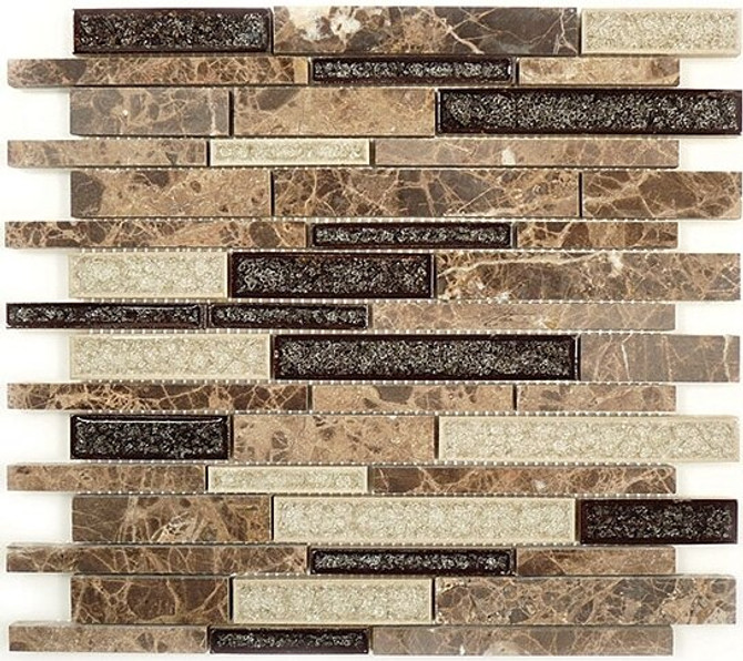 Bella Glass Tiles Tranquil Random Brick Series Mocha Canyon