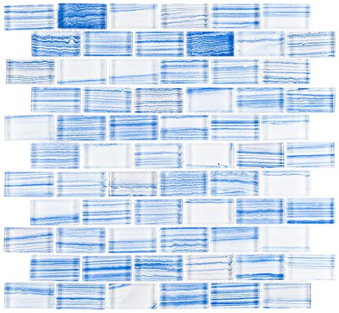 Genesis Collection 1 x 2 glass mosaic pool tile GES-5103 Blizzard Mom