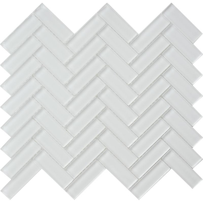 Mir Mosaic White Herringbone 1 x 3 Glossy White HB-066