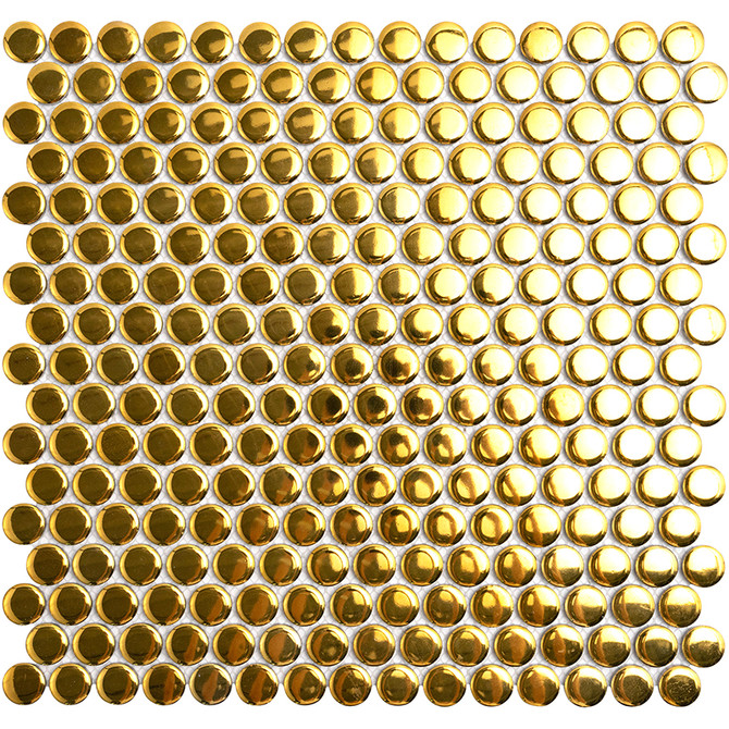 Porcelain Penny Round Mosaic Tile ORB-06GDG Gold Stardust Glossy
