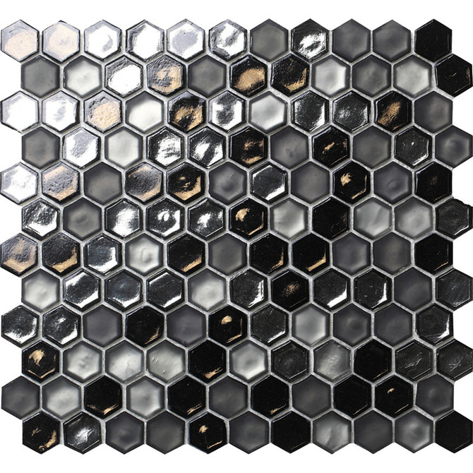 Glamour Series Cordoba Grey glass Hexagon tile mosaic AHX-02