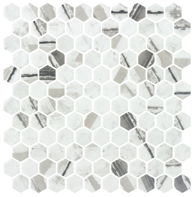Aragon Hills AGH-5413 Joy Dynasty recycled glass tile mosaic hexagon