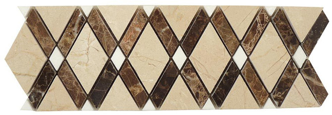 Bella Glass Tiles Diamond Series Marble Tile Listello Crema Marfil Emperador Dark Thassos White