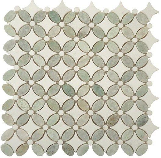 Flower Series FS-74 Ming Green marble mosaic tiles