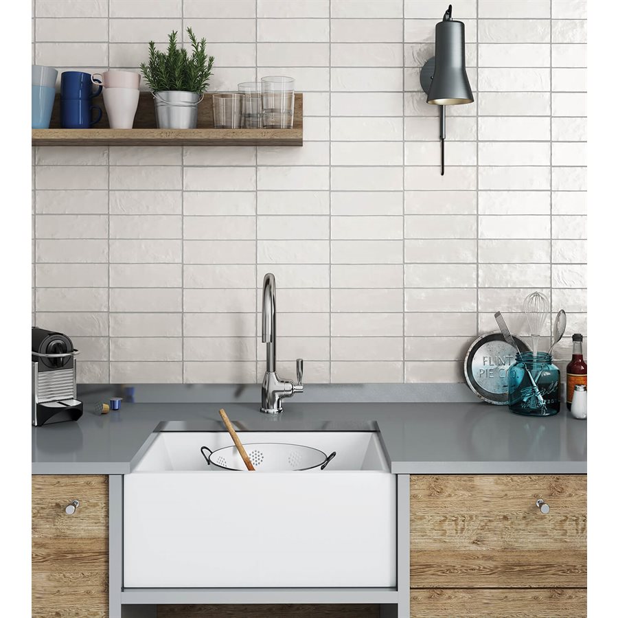 Equipe Mallorca (Myorka) 2 x 8 White Ceramic Subway Tile