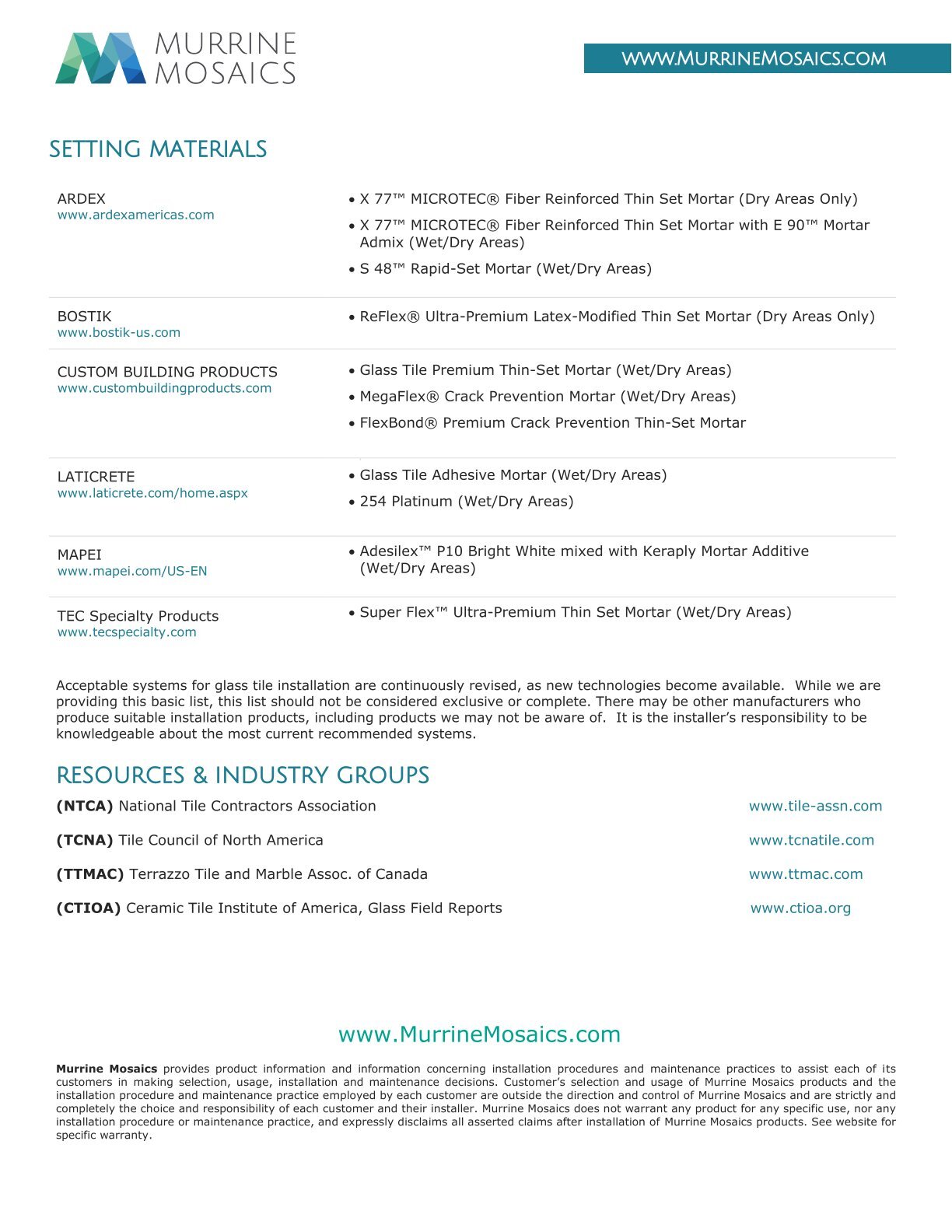 Murrine Mosaics Tides and Quartz Installation Guide Page 4